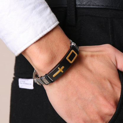 📢📢50 % DE RÉDUCTION !! ⏰Bracelet croix en acier inoxydable pour homme