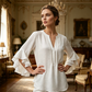 📢📢40 % DE RÉDUCTION !! ⏰Haut décontracté à col en V avec volants pour femme – Tissu léger, coupe fluide & romantique – parfait pour un look chic ou décontracté au quotidien 🌸