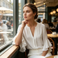 📢📢40 % DE RÉDUCTION !! ⏰Haut décontracté à col en V avec volants pour femme – Tissu léger, coupe fluide & romantique – parfait pour un look chic ou décontracté au quotidien 🌸