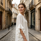 📢📢40 % DE RÉDUCTION !! ⏰Haut décontracté à col en V avec volants pour femme – Tissu léger, coupe fluide & romantique – parfait pour un look chic ou décontracté au quotidien 🌸