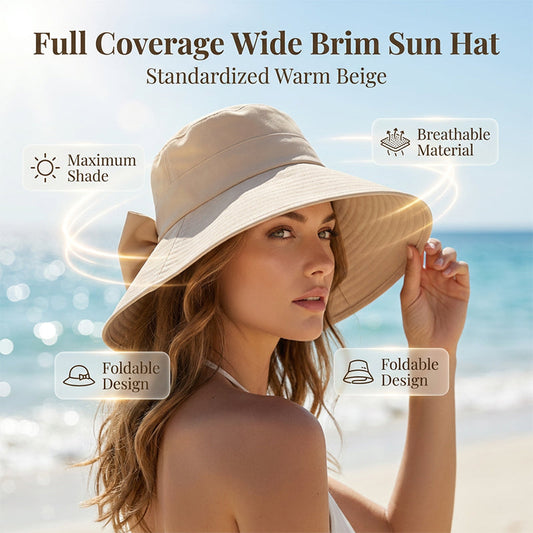 📢📢40 % DE RÉDUCTION !! ⏰Chapeau de Soleil Femme – Bords Extra Larges, 360° Couverture, Flexible 🌞