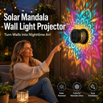 📢📢50 % DE RÉDUCTION !! ⏰Lampe mandala solaire – Superbes motifs projetés, modèle 2-en-1 pour le sol et les murs, étanche IP65, allumage et extinction automatiques 🌿