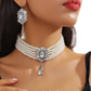 📢📢50 % DE RÉDUCTION !! ⏰Ensemble collier ras-du-cou et boucles d'oreilles en cristal de luxe
