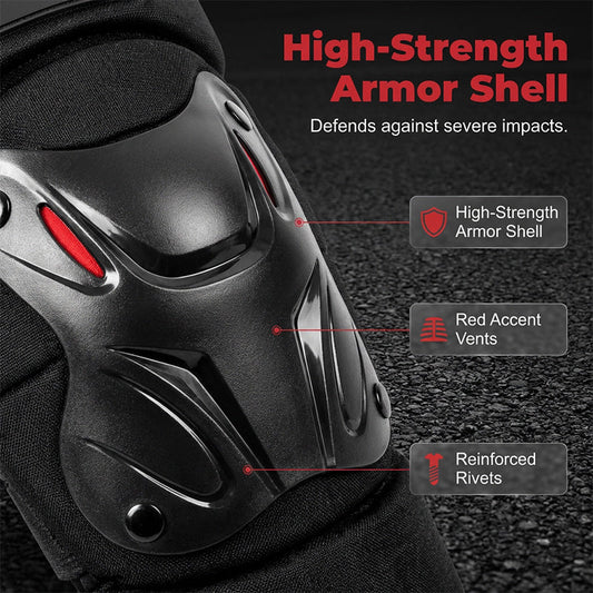 📢📢50 % DE RÉDUCTION !! ⏰ Lot Protège-Genoux & Coudes Moto – Coque Rigide, Rembourrage HD, Réglable 🏍️