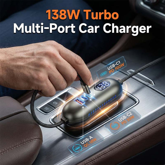 📢📢50 % DE RÉDUCTION !! ⏰Multi-Port Car Charger with 1.5m Extension Cable
