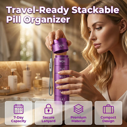📢📢50 % DE RÉDUCTION !! ⏰7 Day Stackable Metal Pill Organizer