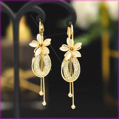 Elegant Flower Tassel Dangle Earrings