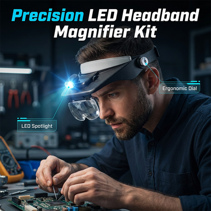 📢📢60 % DE RÉDUCTION !! ⏰ Loupe frontale LED avec 4 lentilles – Agrandissement ajustable & mains libres – Idéale pour bricolage, lecture ou maquillage – confortable et lumineuse 💡