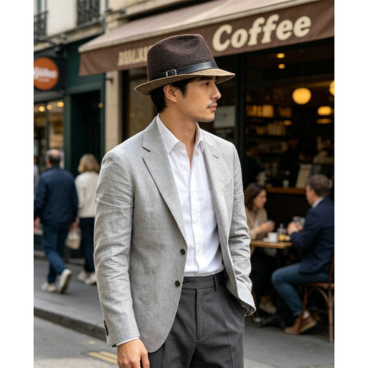 📢📢50 % DE RÉDUCTION !! ⏰ Chapeau Fedora de Paille d'Été avec Bande À Boucle Stylisée 🎩