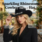 📢📢40 % DE RÉDUCTION !! ⏰Chapeau Cowboy Strass Cœur pour Femme – Fédora Jazz Français Élégant