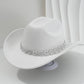 📢📢40 % DE RÉDUCTION !! ⏰Chapeau Cowboy Strass Cœur pour Femme – Fédora Jazz Français Élégant