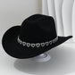 📢📢40 % DE RÉDUCTION !! ⏰Chapeau Cowboy Strass Cœur pour Femme – Fédora Jazz Français Élégant