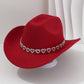 📢📢40 % DE RÉDUCTION !! ⏰Chapeau Cowboy Strass Cœur pour Femme – Fédora Jazz Français Élégant