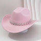 📢📢40 % DE RÉDUCTION !! ⏰Chapeau Cowboy Strass Cœur pour Femme – Fédora Jazz Français Élégant