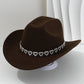 📢📢40 % DE RÉDUCTION !! ⏰Chapeau Cowboy Strass Cœur pour Femme – Fédora Jazz Français Élégant