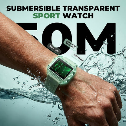 📢📢40% DE RÉDUCTION !! ⏰ Montre Numérique Transparente et Étanche 50M – ABS + Silicone + Acrylique – Affichage LED Clair & Design Givré pour Sport, Bureau et Sorties Nocturnes 🏋️