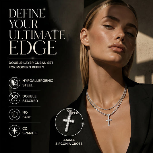 📢📢40 % DE RÉDUCTION !! ⏰Collier à chaîne croisée double rangée