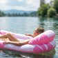 📢📢40 % DE RÉDUCTION !! ⏰Hamac Flottant Gonflable pour Piscine avec Centre en Filet – Confort & Fraîcheur pour l'Été