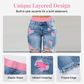 Women’s Distressed Denim Shorts with Colorful Leggings Set