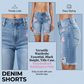 Women’s Distressed Denim Shorts with Colorful Leggings Set