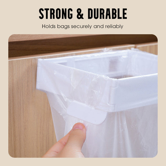 🗑️🔥 PROMO -40% ! Support Sac Poubelle Mural Pliable Sans Perçage – Adhésif Solide Murs Protégés, Pliage Anti-Odeurs Compact Rangement, Polyvalent Cuisine Salle Bain Placard · Blanc & Gris ✨