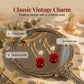 French Vintage Red Rose Dangle Earrings