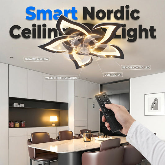 Modern Flower-Shaped Ceiling Fan with Light & Remote