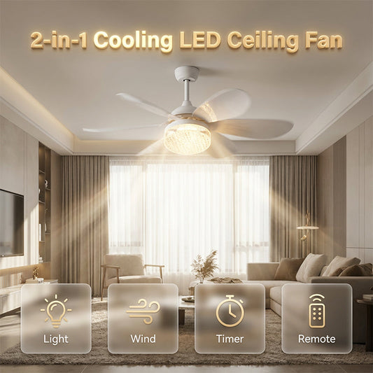 📢📢40% DE RÉDUCTION !! ⏰Ventilateur de plafond LED 2-en-1 avec refroidissement