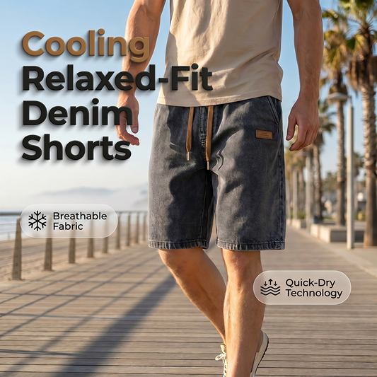 Men's Summer Lightweight Denim Shorts Loose Fit Casual Five-Point Pants