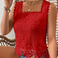 👕 PROMO FLASH 50 % ! 🌸 Haut Sans Manches en Dentelle au Crochet – Encolure Carrée, Ourlet Festonné, Respirant, 5 Couleurs, S-2XL 🏆