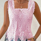 👕 PROMO FLASH 50 % ! 🌸 Haut Sans Manches en Dentelle au Crochet – Encolure Carrée, Ourlet Festonné, Respirant, 5 Couleurs, S-2XL 🏆