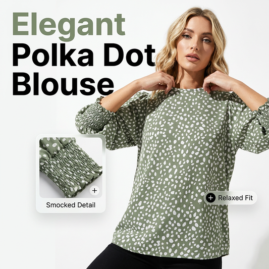 👚 50% OFF NOW!🌿 Women's Casual Polka Dot 3/4 Sleeve Blouse – Breathable & Elegant – Chic Daily Essential 🎀