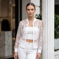 Veste en Maille Transparente Florale d'Été pour Femme