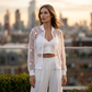 Veste en Maille Transparente Florale d'Été pour Femme