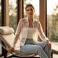 Veste en Maille Transparente Florale d'Été pour Femme