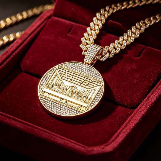 📢📢40% DE RÉDUCTION !! ⏰Collier Chaîne Cubaine – Métal – Pendentif Statement Surdimensionné for Homme