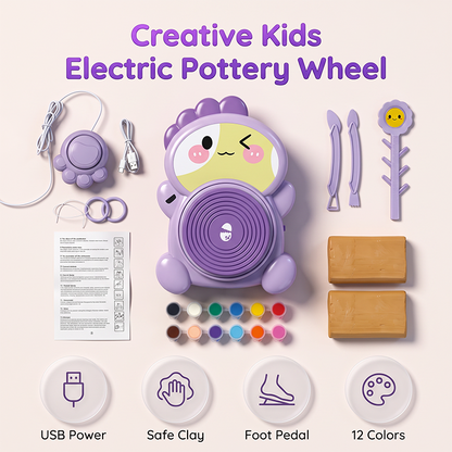 📢📢40 % DE RÉDUCTION !! ⏰ Tour de potier électrique pour enfants – Pédale, argile & peintures ✨