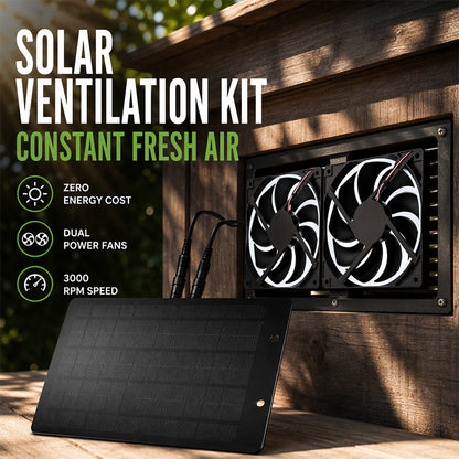 📢📢40% DE RÉDUCTION !! ⏰ Kit Ventilation Solaire 10W – 2 Ventilateurs 5″ – Silicium Polycristallin + ABS – 200 CFM & IP65 for Poulailler, Serre & Abri