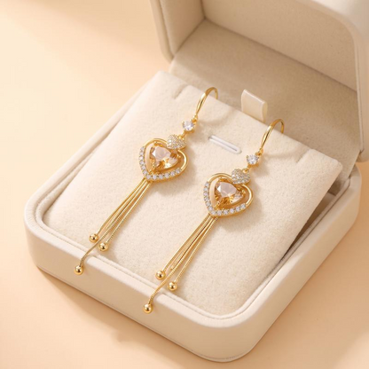 Statement Heart Tassel Earrings