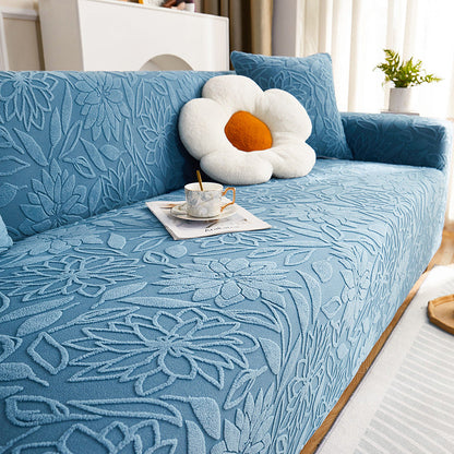 Non-Slip 3D Camellia Jacquard Sofa Cover