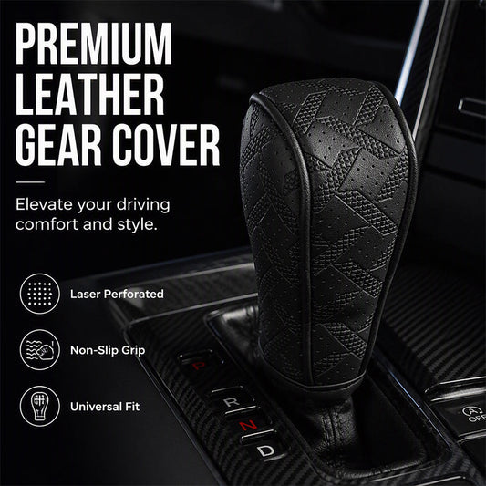 📢📢50% DE RÉDUCTION !! ⏰ Cache Pommeau de Levier de Vitesse Respirant Universel – Cuir PU + Éponge – Perforation Laser & Protection Tri-Couche pour Intérieur Auto 🛡️