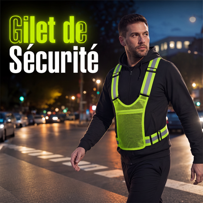 📢📢40% DE RÉDUCTION !! ⏰Gilet réfléchissant haute visibilité, équipement de course à pied de sécurité ajustable avec poche