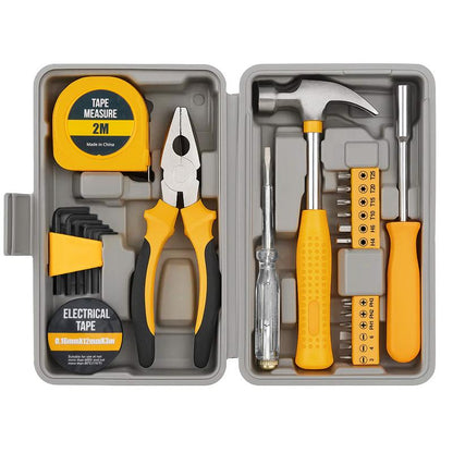 📢📢40% DE RÉDUCTION !! ⏰Kit d’Outils Ménagers Portable 24 Pièces – Coffret Inclus – Marteau, Tournevis, Pinces, Mètre Ruban & Embouts – Idéal Bricolage à Domicile 🏠