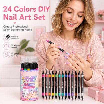 📢📢40 % DE RÉDUCTION !! ⏰ Set de 12 stylos nail art – Double pointe, tracé précis et créativité illimitée pour des ongles élégants à la maison 🖌️