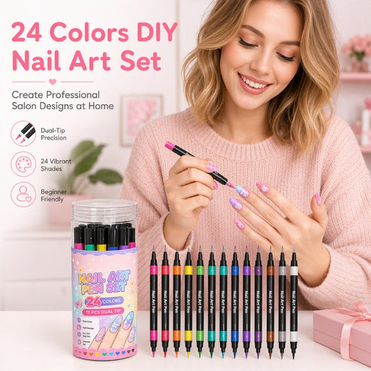 📢📢40 % DE RÉDUCTION !! ⏰ Set de 12 stylos nail art – Double pointe, tracé précis et créativité illimitée pour des ongles élégants à la maison 🖌️