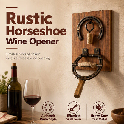 🍷⚡ Déboucheur à vin fer à cheval vintage mural – Décoratif, facile, charme rustique, ouvrez vos bouteilles sans effort tout en ajoutant une touche authentique à votre cuisine ou votre bar 🥂✨