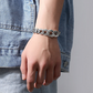 📢📢40 % DE RÉDUCTION !! ⏰Bracelet Mantra Rétro pour Homme – Six Syllabes Gravées & Finition Argent Vintage – Double Chaîne, 18–22 cm for Style Spirituel ✨