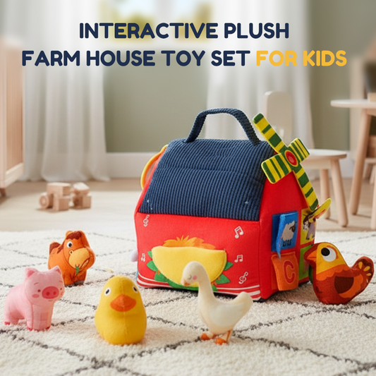 📢📢40 % DE RÉDUCTION !! ⏰Maison de Ferme Interactive en Peluche – 6 Zones d'Exploration & Marionnettes Animaux for Apprendre en Jouant 🚜✨