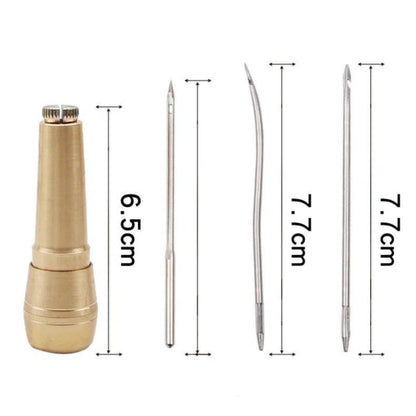 📢📢50 % DE RÉDUCTION !! ⏰Kit d'Alêne pour Couture du Cuir 3/4 Pièces – Manche en Cuivre Poli & Aiguilles Interchangeables avec Fil Ciré for des Finitions Professionnelles Durables ✨🧵