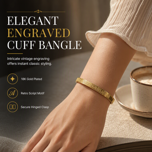 📢📢50% DE RÉDUCTION !! ⏰  Bangle en acier titane plaqué or 18K – Finition miroir éclatante, gravure de lettres délicate & acier premium anti-oxydation – Élégance hypoallergénique pour un port quotidien 💛